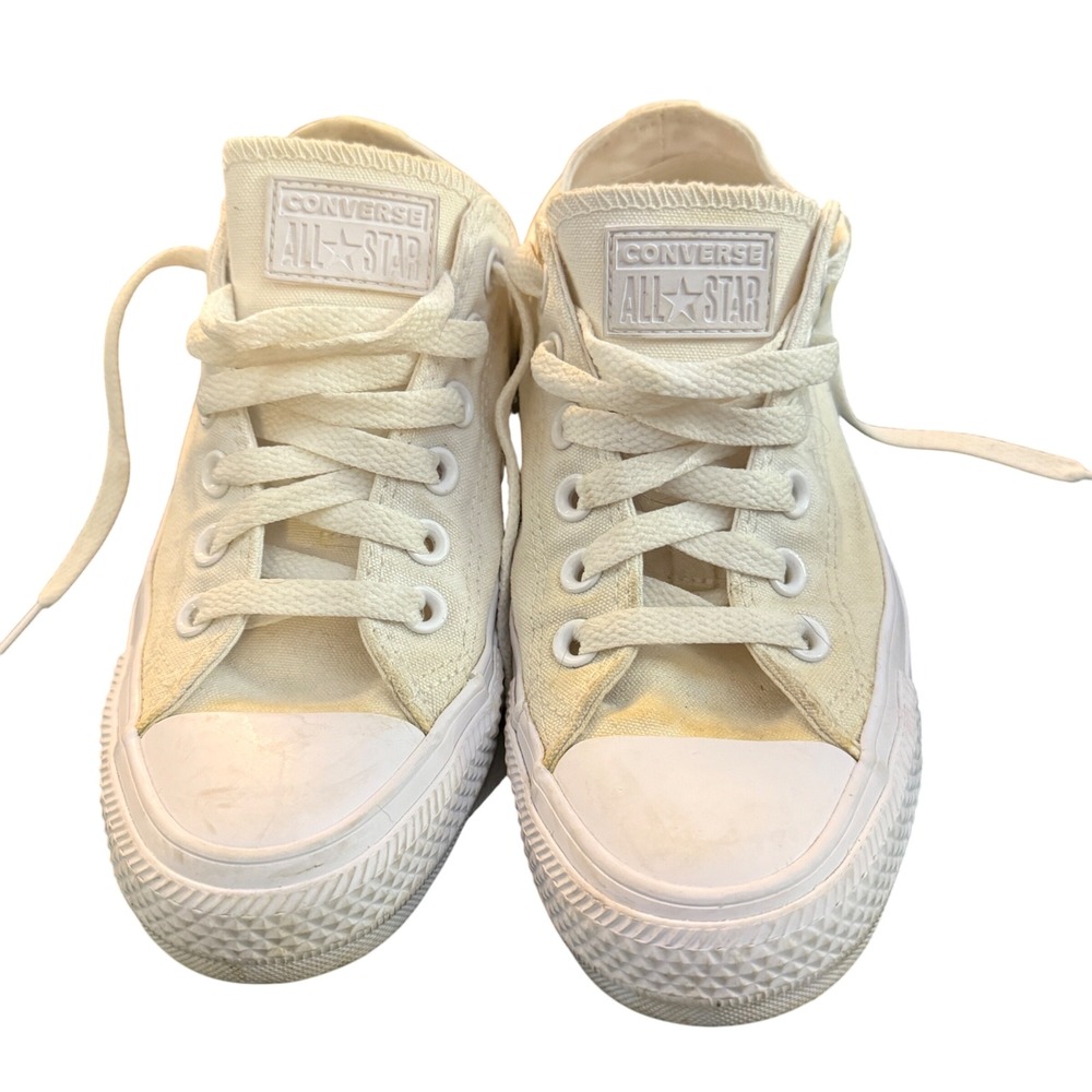 Converse All Star Low Sneakers White Monochrome Canvas Unisex Size Women's 6.5